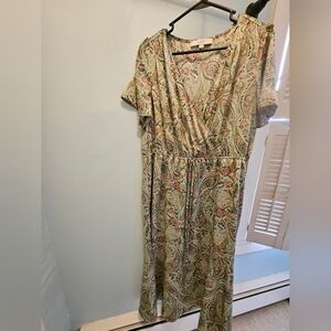 LOFT Green Paisley Dress XL